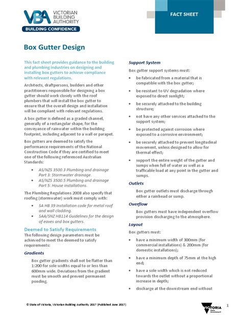 vba box gutter fact sheet